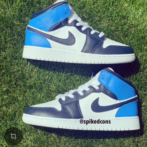 Custom Uni-Blue Jordan 1s -Grade School