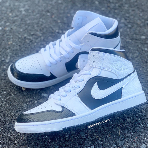 Custom Black & White Jordan 1s -Grade School