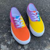 Custom Authentic Vans -Color Block Vans (purple, pink, orange, blue, & yellow)