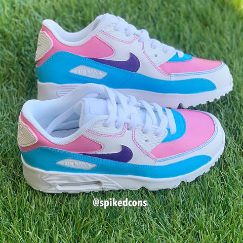 Air Max 90-White (Custom- Pink Purple & Blue)