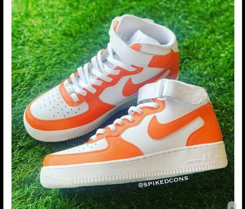 READY TO SHIP!! Custom Orange & White AF1 (Men 8.5-Women 10)