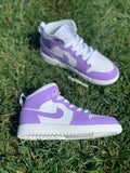 Custom Purple & White Jordan 1s -Grade School