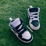Custom “Ying Yang” Jordan 1s Black and White-Toddler Kids