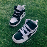 Custom “Ying Yang” Jordan 1s Black and White-Toddler Kids