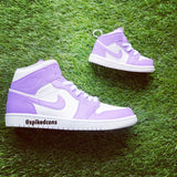 Custom Purple & White Jordan 1s -Grade School