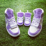 Custom Purple & White Jordan 1s -Grade School