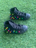 Custom All Black Neon Vans-Toddler & Youth