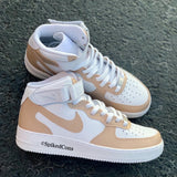 Custom Powder Tan & White Air Force 1-Mid