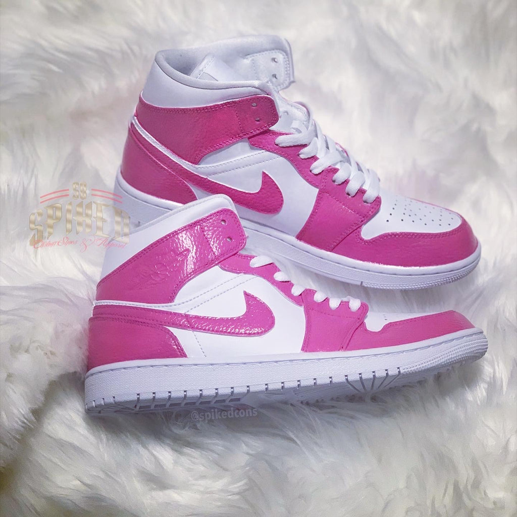 Hot pink and white jordans Clearance