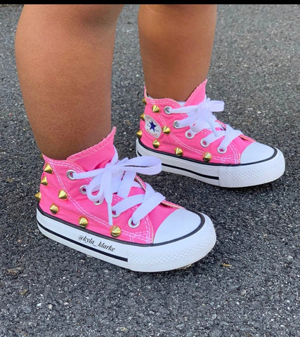 Custom Pink Studded Converse -Toddler /Kids (High Top)
