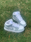 Custom Light Gray Jordan 1s -Grade School