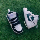 Custom “Ying Yang” Jordan 1s Black and White-Toddler Kids