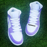 Custom Purple & White Jordan 1s -Grade School