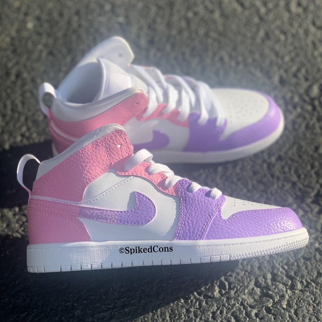 Custom Pink and Red Nike Air Jordan 1 Mid 