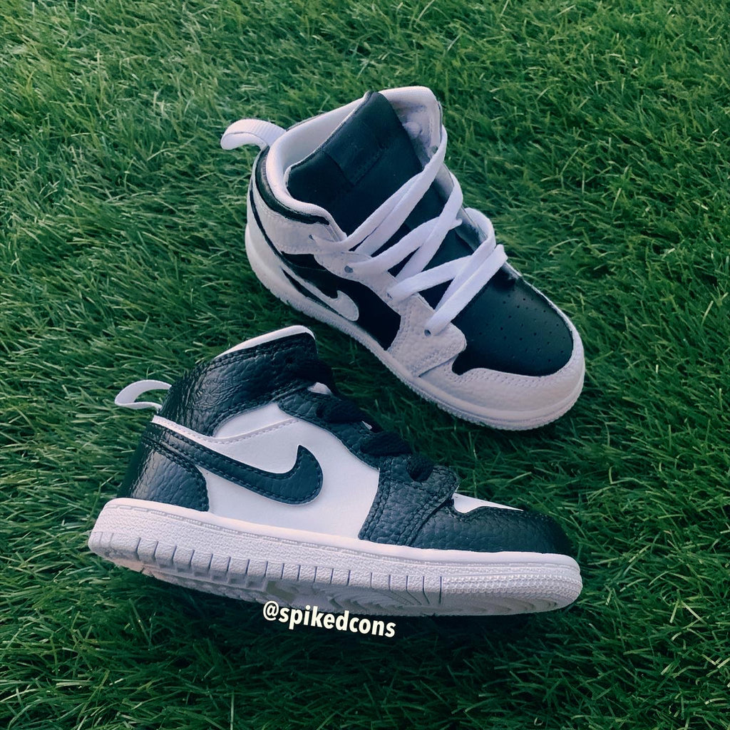 Custom âYing Yangâ Jordan 1s Black and White-Toddler Kids â SoSpiked