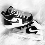 Custom Flip-Flop (Black & White) Jordan 1s -Grade School
