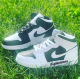 Custom Flip-Flop (Black & White) Jordan 1s -Grade School