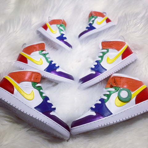 Custom Rainbow Jordan 1s -Grade School