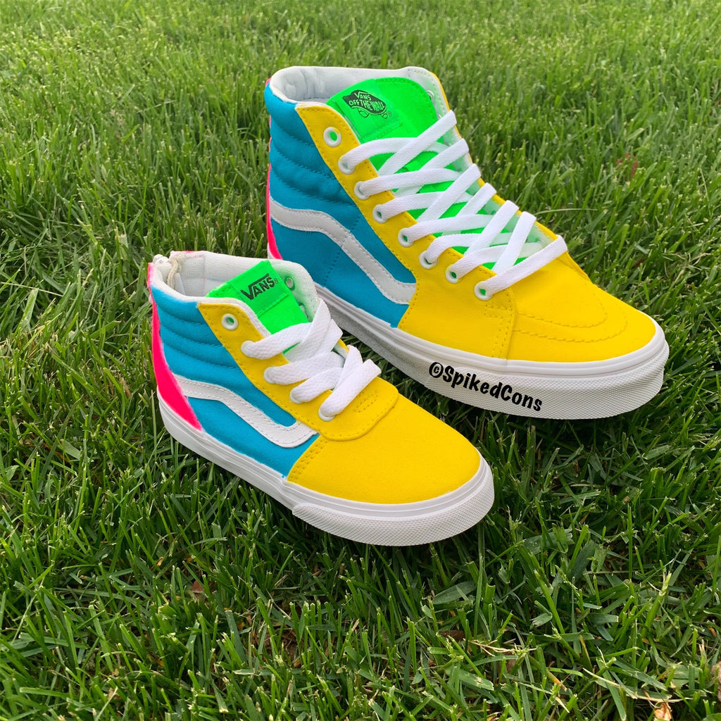 Custom “It’s A Spring Thing” Vans -Sk8 Hi Men 7.5-Women 9