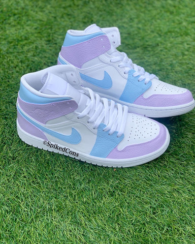 Custom Purple & Blue Jordan 1s -Grade School