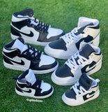 Custom Flip-Flop (Black & White) Jordan 1s -Grade School
