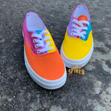 Custom Authentic Vans -Color Block Vans (purple, pink, orange, blue, & yellow)