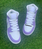 Custom Purple & White Jordan 1s -Grade School