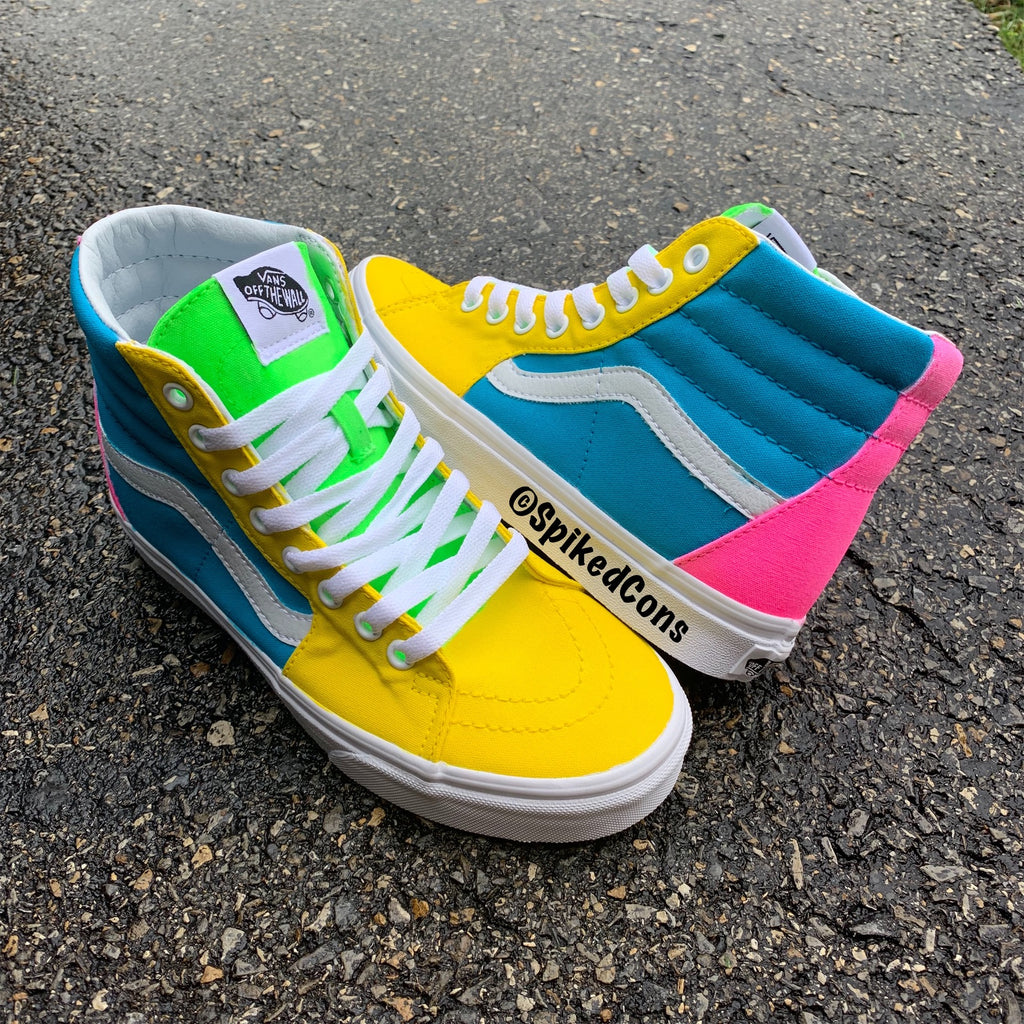 Custom “It’s A Spring Thing” Vans -Sk8 Hi Men 7.5-Women 9