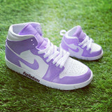 Custom Purple & White Jordan 1s -Grade School