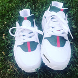 Custom Painted Green/Red Nike Air Huaraches **Add Exact Size in Notes**