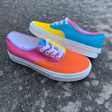 Custom Authentic Vans -Color Block Vans (purple, pink, orange, blue, & yellow)